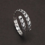 925 Sterling Silver Twisted Open Ring for Women Men Adjustable Geometric Simple Fashion Retro Party Jewelry Accessories