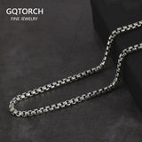 Genuine 925 Sterling Silver Jewelry Round Box Chain Thickened All-match Necklace for Men and Women Retro 22 24 26 28 30 Inch - GQTORCH Jewelry