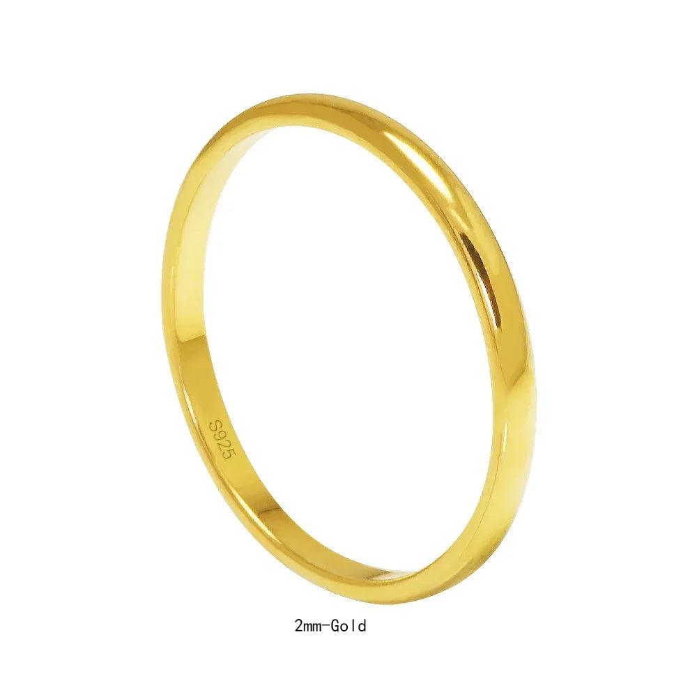 Real Pure 925 Sterling Silver Rings For Women And Men Simple Couple Ring Smooth Wedding Band For Lovers Free Name Engraved - GQTORCH Jewelry