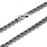 Vintage Tang Grass Pattern Necklace S925 Sterling Silver Hip Hop Punk Rock Men's Cuban Chain Necklace Bracelet Jewelry - GQTORCH Jewelry