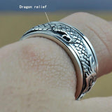 Real Pure 925 Sterling Silver Dragon Rings For Men Rotatable Transfer Luck Vintage Punk Retro Style Anel Masculino Aneis - GQTORCH Jewelry