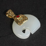 Natural Stone White Jade Elephant Pendant Gold Plated Real Silver 925 Jewelry For Women Personalized Necklace Jewelry Making - GQTORCH Jewelry