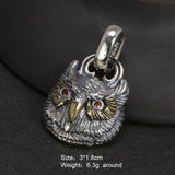 Real S925 Sterling Silver Garnet Pendant Owl Necklace Men's and Women's Retro Jewelry - GQTORCH Jewelry