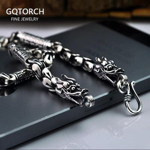 Original Handmade 925 Sterling Silver Dragon Scales Necklaces Sweater Chain or Bracelet For Men - GQTORCH Jewelry