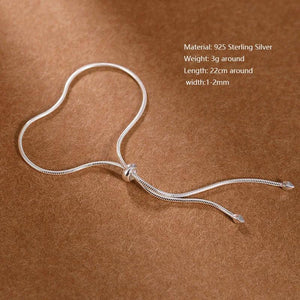 Pure 925 Sterling Silver Women Bracelet Snake Bone Chain Push Pull Bracelet Simple Fashion Wedding Accessories Luxury Jewelry - GQTORCH Jewelry
