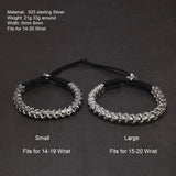 Unique Handmade Jewelry 925 Sterling Silver Snake Bone Bracelet Hand Braided Rope Chain Antient Viking Length Adjustable - GQTORCH Jewelry