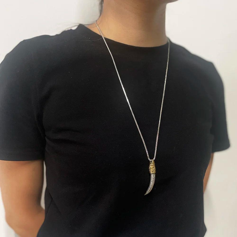 Real Pure 925 Sterling Silver Jewelry Wolf Tooth Pendant Necklace for Men Amulets and Talismans Retro Punk Viking Animal Jewelry - GQTORCH Jewelry