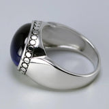 Real Pure 925 Silver Jewelry Blue Tiger Eyes Rings For Men And Women Oval Shape Natural Stone Simple Design Turkey Jewelry - GQTORCH Jewelry