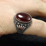 Real 925 Sterling Silver Mens Rings With Tiger Eye Natural Stones Big Vintage Rings In Fijne Sieraden Turkish Turkey Jewelry - GQTORCH Jewelry