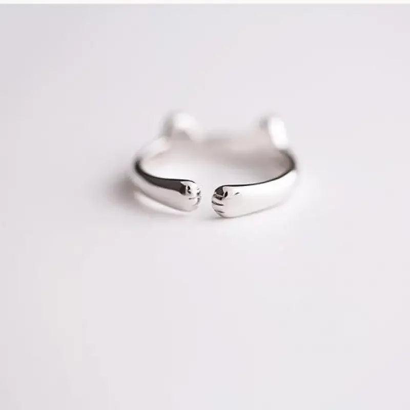 Real Pure 925 Sterling Silver Cute Cat Rings For Women Totoro Open Ring Silver Fashion Jewelry - GQTORCH Jewelry