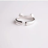 Real Pure 925 Sterling Silver Cute Cat Rings For Women Totoro Open Ring Silver Fashion Jewelry - GQTORCH Jewelry