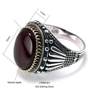 Real 925 Sterling Silver Mens Rings With Tiger Eye Natural Stones Big Vintage Rings In Fijne Sieraden Turkish Turkey Jewelry - GQTORCH Jewelry