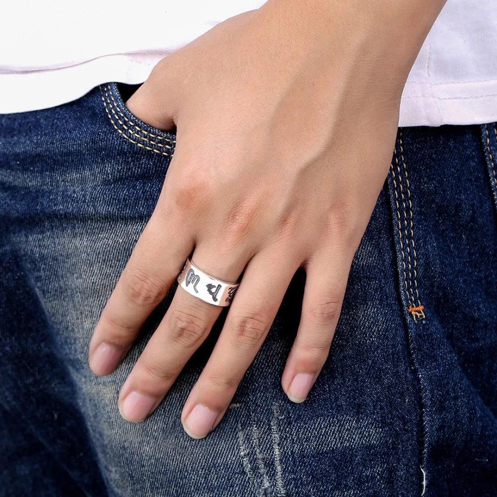 Real 999 Pure Silver Buddhist Mantra Rings for Men and Women Prajnaparamita Hrdaya Sutra Adjustable Religion Jewellery - GQTORCH Jewelry