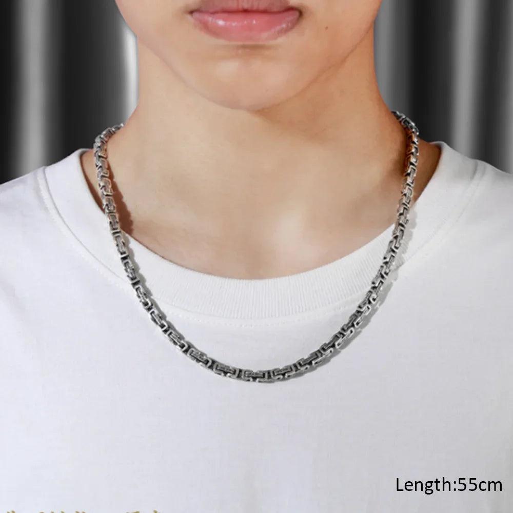 Handmade 925 Sterling Silver Mantra Bracelet Necklace Men and Women Byzantine Sweater Chain Dragon Religious Jewelry - GQTORCH Jewelry