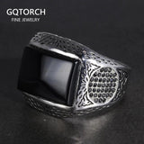 Real Pure 925 Sterling Silver Rings Retro Vintage Cool Turkey Ring For Men Mens Rings With Stones Turkish Jewelry Anel Masculino - GQTORCH Jewelry