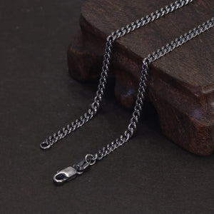 S925 Sterling Silver 2.5mm Whip Rope Men's Necklace Punk Rock Cool Fashion Long Necklace Jewelry