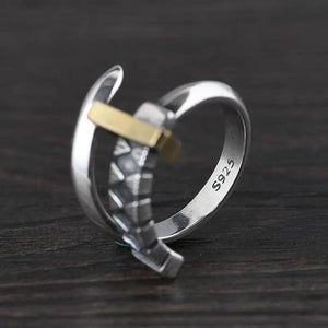 S925 Sterling Silver Vintage Thai Silver Mens Ring Fashion Polishing Sword Silver Ring Punk Jewelry - GQTORCH Jewelry