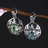 Natural Stones Topaz Quartz Pendant Real Pure 925 Sterling Silver For Women Vintage Women Accessories - GQTORCH Jewelry