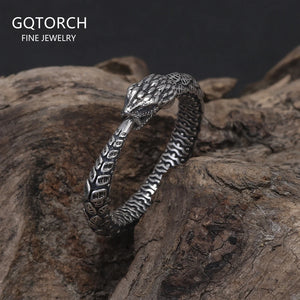 S925 Silver Gothic Antique Live Mouth Articulated Snake Open Ring for Women Men Vintage Thai Silver Color Punk Fashion Jewelry