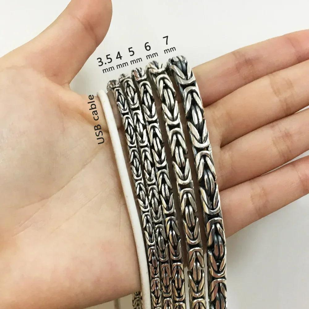 Real Pure 925 Sterling Silver Necklace Men Double Dragon Heads Vintage Handmade Clavicular Chain Necklace Male Viking Jewelry - GQTORCH Jewelry