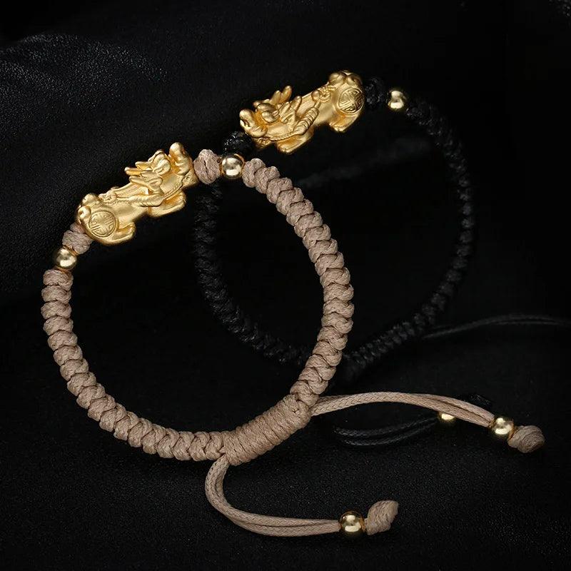 Wholesale Red String Pure Silver Jewelry 999 Pixiu 3D Sterling Silver Bracelet - GQTORCH Jewelry