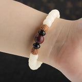 Tibetan Buddhism Mala Beads Bracelet With Rudraksha Vajra Natural White Bodhi Seed Prayer & Yoga Meditation OM Jewelry - GQTORCH Jewelry
