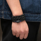 Black Rainbow Obsidian Natural Stone Bracelets Couple Multilayer Beads Strand bracelets & bangles For Women And Men - GQTORCH Jewelry