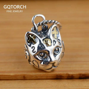 Real Pure 925 Sterling Silver Cat Rings For Women Animal Ring And Pendant Vintage Retro Style Fine Jewelry - GQTORCH Jewelry