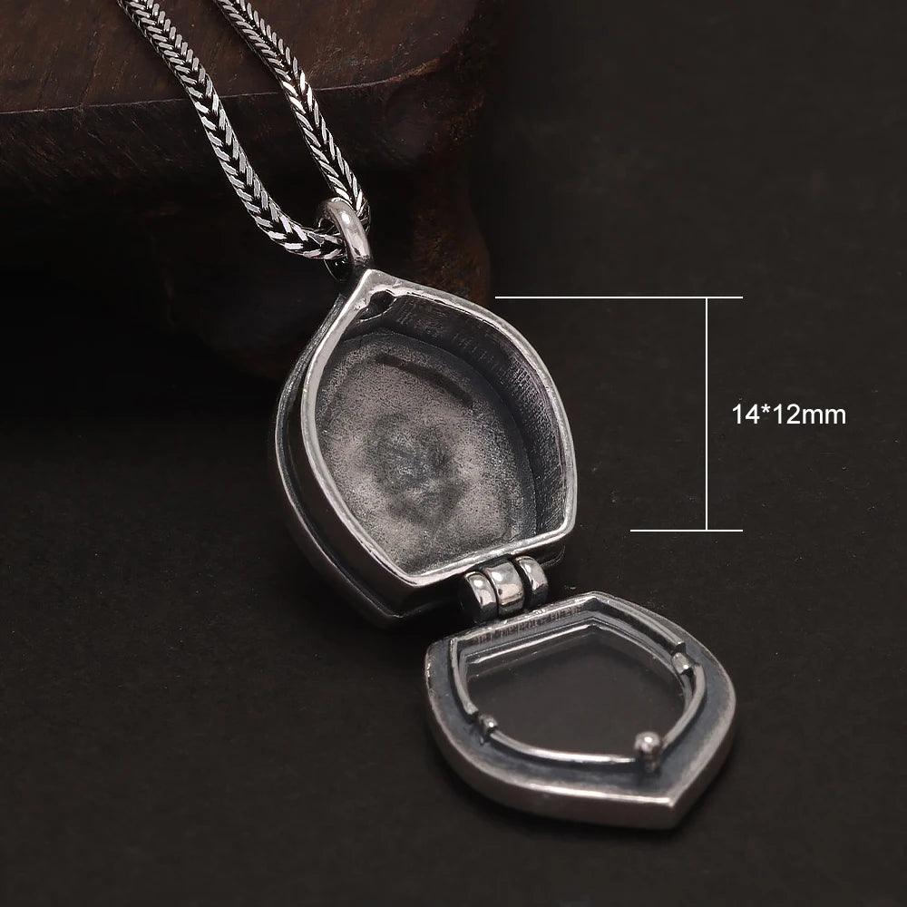 Real S925 Silver Tibet Gawu Box Necklace Antique Openable Locket Photo Pendant for Women Men Party Jewelry Gift - GQTORCH Jewelry