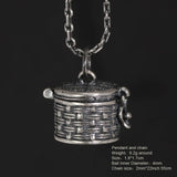 Real 925 Sterling Silver Vintage Jewelry Braid Rattan Pendant Necklace Openable Men Women Prayer Gawu Box Buddha Jewelry - GQTORCH Jewelry