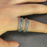 S925 Sterling Silver 2 and 4 Lines Braided Rings Handmade Viking Bands Adjustable Size 5-10 Handcrafted Jewelry - GQTORCH Jewelry