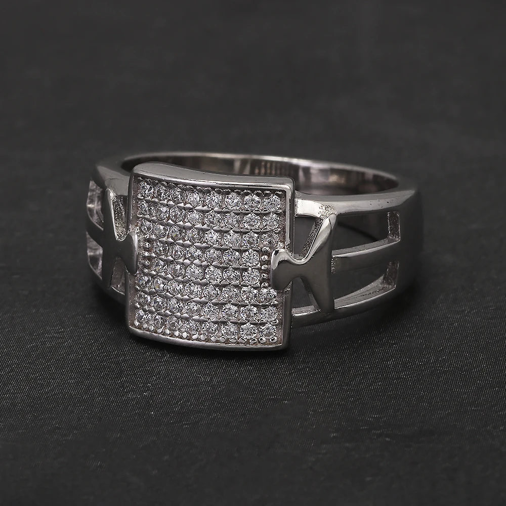 100% Sterling Silver Men Wedding Band Micro Inlaid Zircon Engagement Ring Fashion Eternity Promise Ring Luxury Designer Jewelry