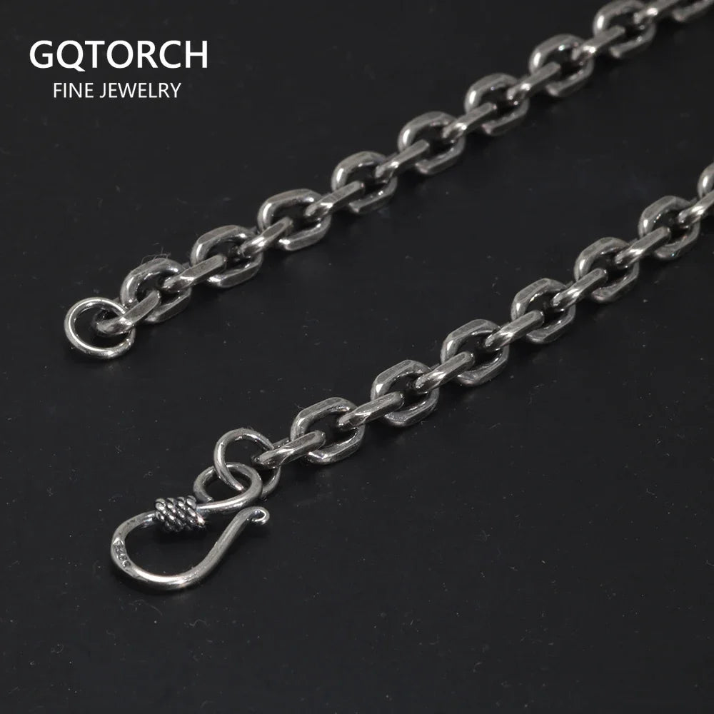 Real Pure 925 Sterling Silver Necklaces For Men And Women Vintage Viking Link Chain Punk Jewellery