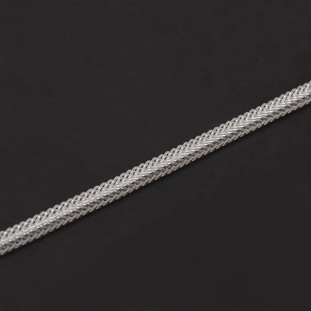 2.8mm 925 Sterling Silver Fox Tail Chain Bracelet for Men Women High Polished Classic Bracelet Simple Trendy Jewelry Accessories