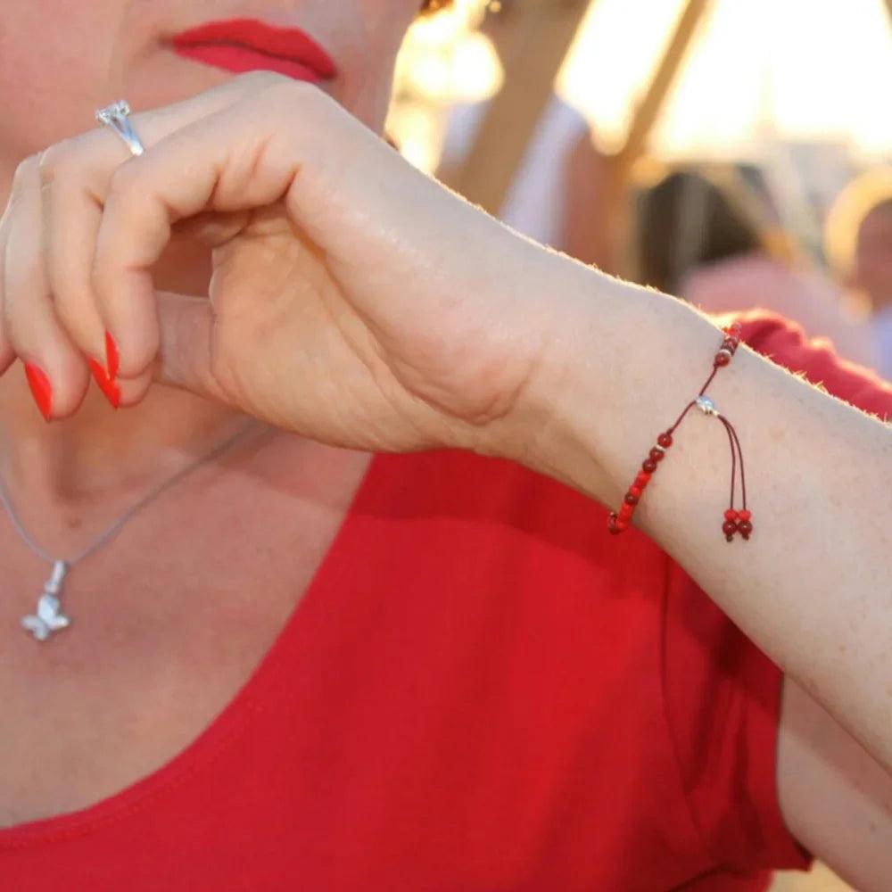 Natural Stone Handmade Strand Bracelet 3mm Red Rope Small Onyx Beads Thin Bracelets For Women 925 Silver Reiki Yoga Jewelry DIY - GQTORCH Jewelry