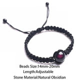 Energy Bracelets Bangles Natural Black Rainbow Eye Obsidian Bracelet Couple Hand Woven Lucky Red Rope Beads Ball For Men Women - GQTORCH Jewelry