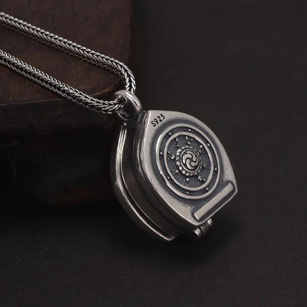 Real S925 Silver Tibet Gawu Box Necklace Antique Openable Locket Photo Pendant for Women Men Party Jewelry Gift - GQTORCH Jewelry