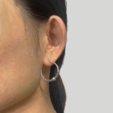 Real 925 Sterling Silver Hoop Earrings Antique Thai Silver Round Circle Hip Hop Punk Gothic Jewelry Party Gift - GQTORCH Jewelry