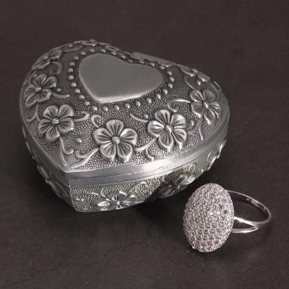 Vintage Alloy Jewelry Box Casket and Heart Shaped 9*7*4.5cm 6*6*3cm For Rings Pendants Necklace Gift Boxes - GQTORCH Jewelry
