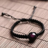 Energy Bracelets Bangles Natural Black Rainbow Eye Obsidian Bracelet Couple Hand Woven Lucky Red Rope Beads Ball For Men Women - GQTORCH Jewelry