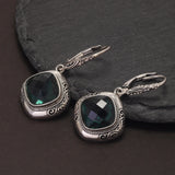 Handmade 925 Sterling Silver Women's Ethnic Jewelry Set Man-made Emerald Ring Earrings Pendant Fashion Vintage Style Jewelry