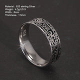 Vintage 925 Sterling Silver Wedding Band Ring with Tangcao Pattern for Men and Women Christmas Party Jewelry Gift Accessories - GQTORCH Jewelry
