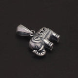 Solid 990 Fine Silver Antiqued Elephant Pendant Necklace for Men Women Punk Retro 925 Sterling Silver Chain Necklace Y2k Jewelry - GQTORCH Jewelry