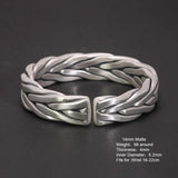 Heavy 999 Sterling Silver Braided Bracelet For Men Retro Solid Thick Handmade Viking Jewelry Opening Adjustable - GQTORCH Jewelry