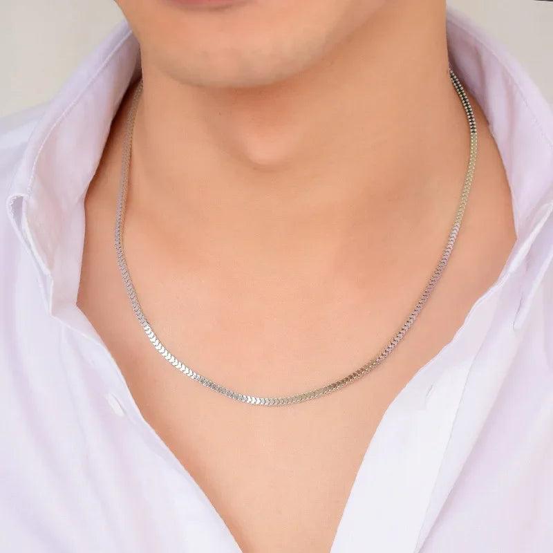 925 Sterling Silver Round And Square Snake Chain Necklace For Men Women Vintage Thai Silver 925 Jewelry Necklaces & Pendants - GQTORCH Jewelry
