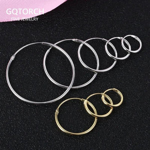S925 Sterling Silver Hoop Earrings Elegant Men and Women Ear Clip round Earrings Ear Stud Simple Fashion Female Jewelry - GQTORCH Jewelry
