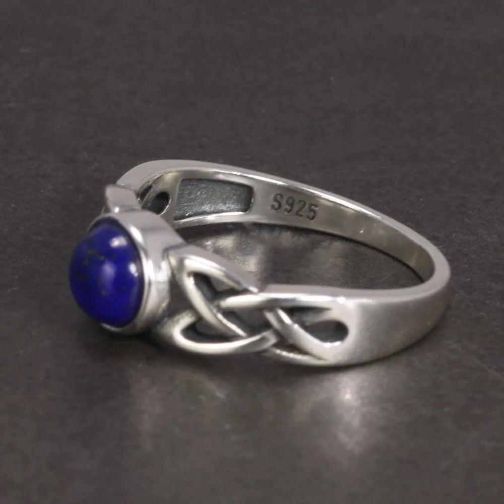 Real 925 Sterling Silver Elena's Daylight Ring Vampire Diaries with Natural Lapis Lazuli Elena Gilbert Inspired TV Show Jewelry - GQTORCH Jewelry