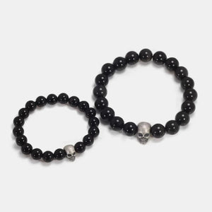 Vintage 925 Sterling Silver Skull Beaded Bracelet Natural Tiger Eye Agate Stone Beads Men Women Couple Fine Jewelry - GQTORCH Jewelry