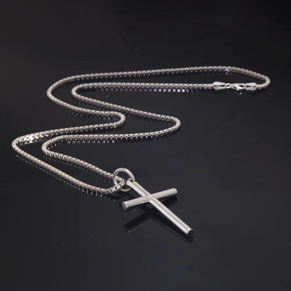 Real Solid 925 Sterling Silver Cross Pendant For Men And Women Smooth High Polishing Simple Design Jesus Christ Jewelry - GQTORCH Jewelry