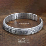 Real 999 Pure Silver Cuff Bangle Engraved Heart Sutra Six-character Mantra Retro Lovers Men's and Women's Bracelets Open Type - GQTORCH Jewelry